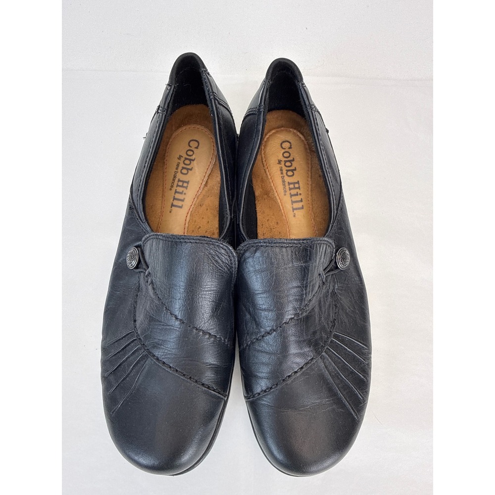 Cobb Hill New Balance‎ Leather Loafers Women 8W Black Pleated Comfort CAG01BK